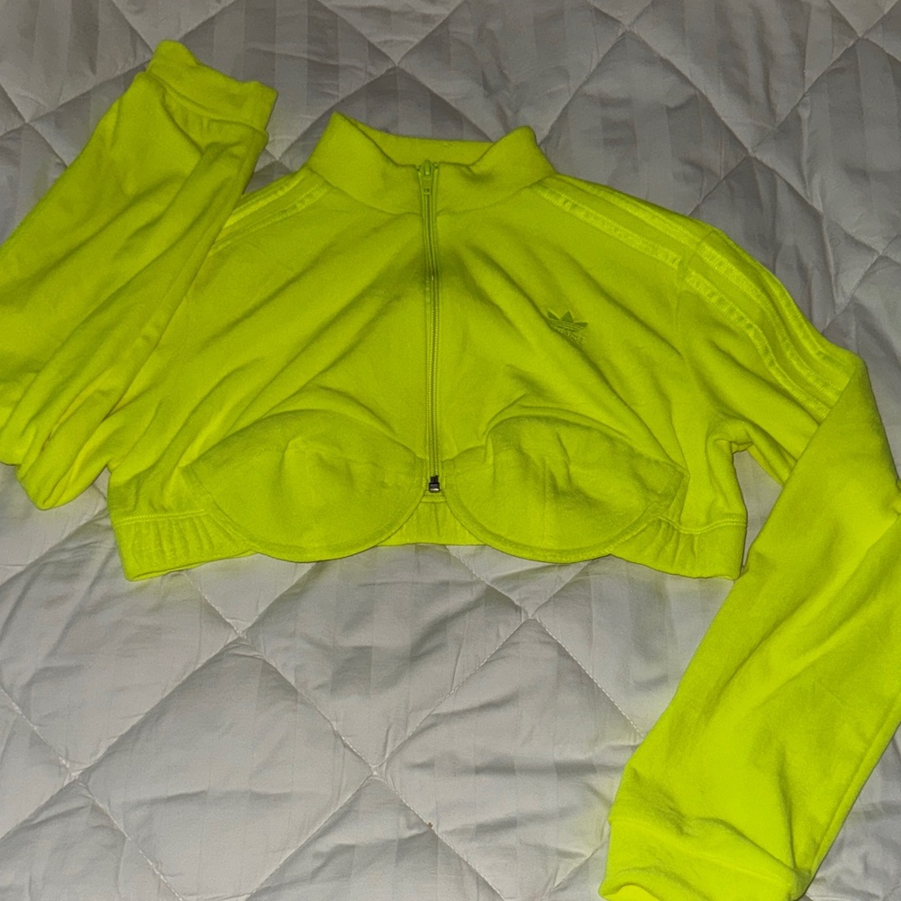 Adidas Bright Yellow Cropped Jacket